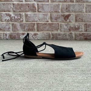 Black Lace Up Gladiator Sandal